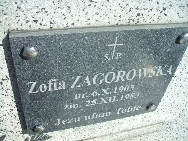 Zofia Zagórowska 1903 Krosno - Grobonet - Wyszukiwarka osób pochowanych